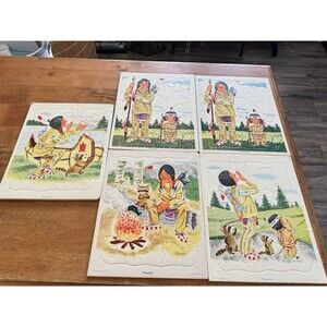 Vintage Playskool puzzles set of 5, Indians